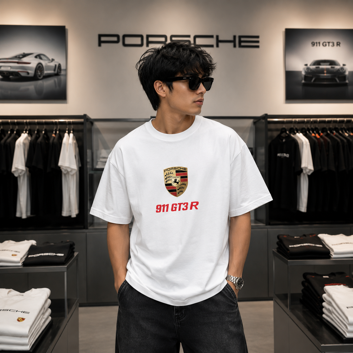 Porsche 911 GT3 R Oversized T-Shirt – White